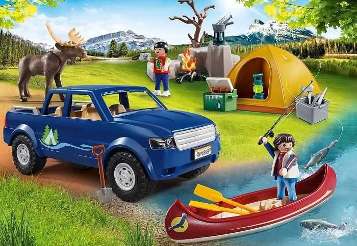 NOVO Caixa grande Playmobil Vamos Acampar Carro canoa e tenda