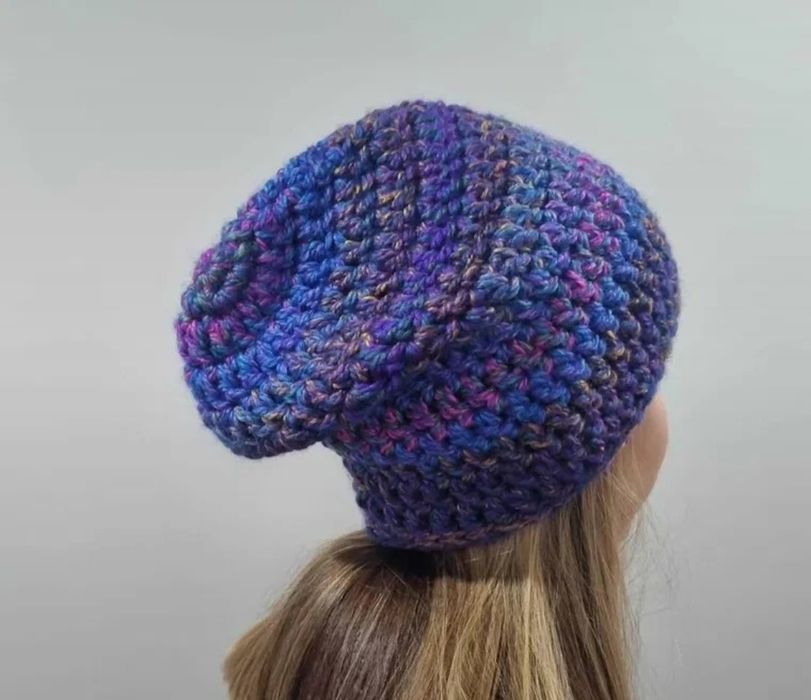 Czapka smerfetka beanie damska kolorowa fioletowa niebieska