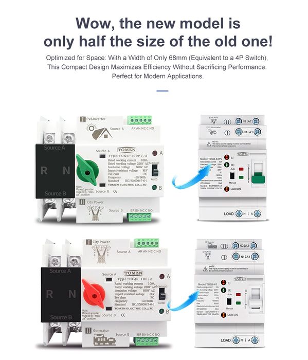 АВР AVR Автоматичний ввід резервного живлення tomzn toq6-63pv аналог