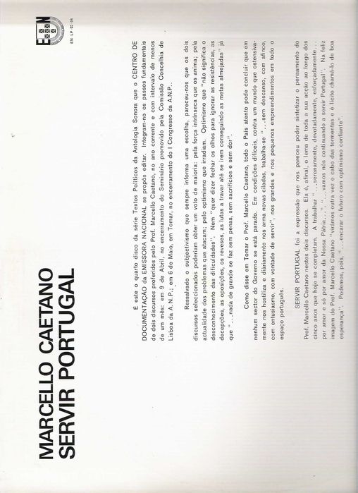 Disco discursos Marcelo Caetano