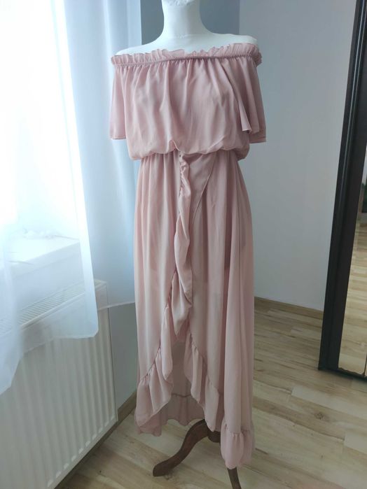 Lamour sukienka hiszpanka Lena maxi brudny róż weselna