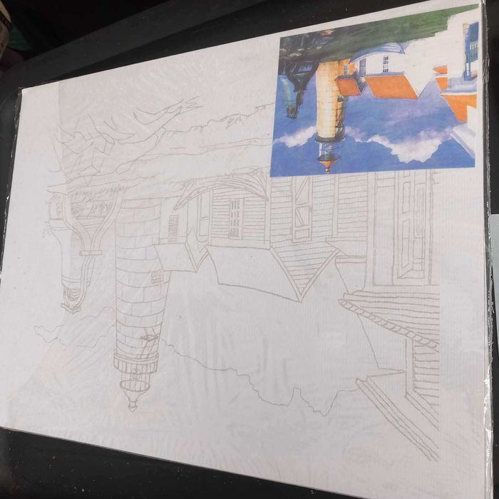 3 Telas para pintura a óleo ou acrílico com esboço no fundo para ajuda NOVO