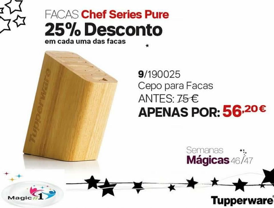 Suporte / Cepo de Madeira para Facas Tupperware
