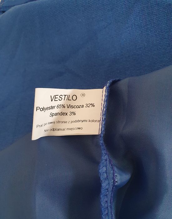 Elegancka chabrowa sukienka z wiskozą Vestilo 36/38 wesele komunia chr