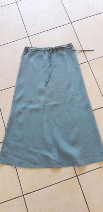 Spódnica o lini A  100 % Len, roz.36 ,turkusowo-brązowy melanż  Tatuum