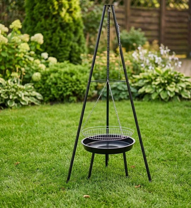 Palenisko Ogrodowe Z Rusztem Duże Trójnóg Grill Węglowy 150CM XXL Stojak NOWY