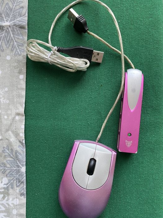 Мишка для ноутбука з адаптером рожева маленька