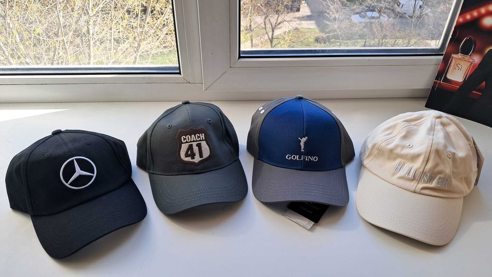 Бейсболки, Kепки: Hollister, Mercedes-Benz, Coach, Golfino.