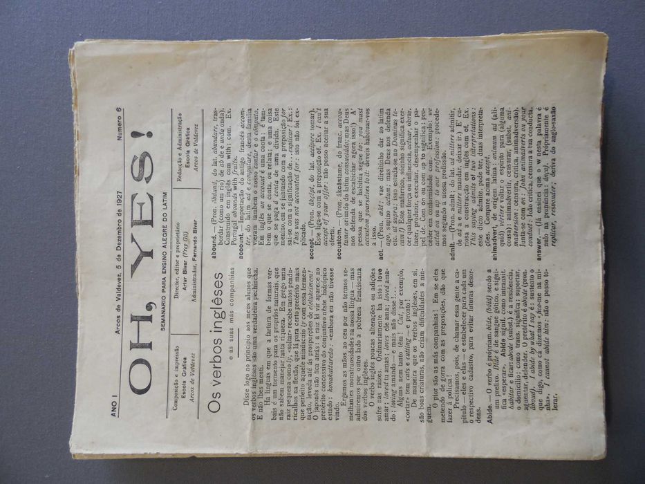 Antigos Fasciculos Oh, Yes! - Curso Alegre de Inglês - Anos 1920/30