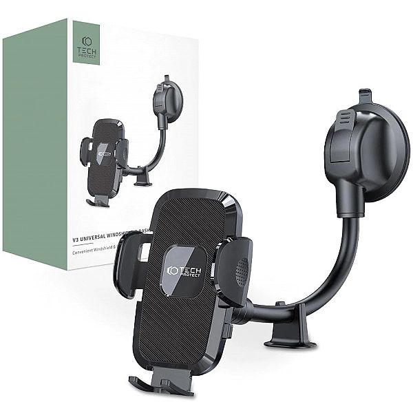 Tech-Protect V3 Universal Long Arm Windshield & Dashboard Car Mount Bl