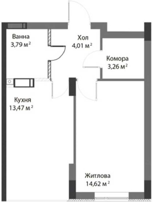 Здам простору 1К біля Центрального Парку. Диван на кухні. Гардероб