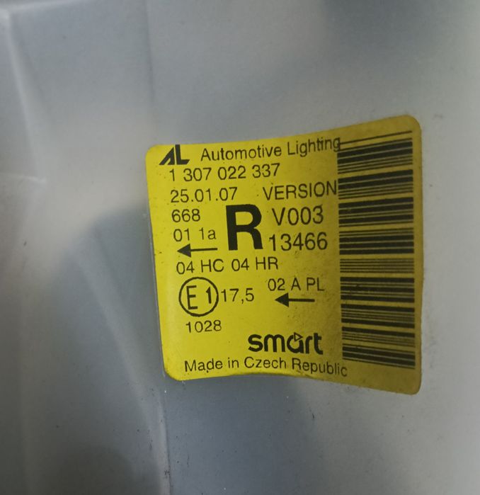 Smart fortwo 450 /Faróis/Óticas/Esquerda/Direita/ANOS DE 2004/2005/2006/2007