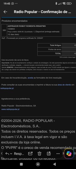 Aspirador robô Rowenta
