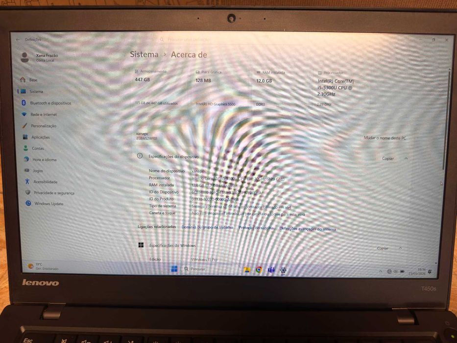 Portátil Lenovo ThinkPad T450s