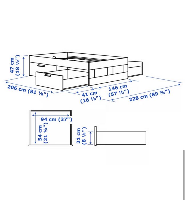 Cama de casal com 4 gavetas