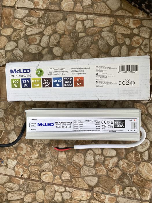блок живлення для LED McLED 100W, 12V DC, IP67