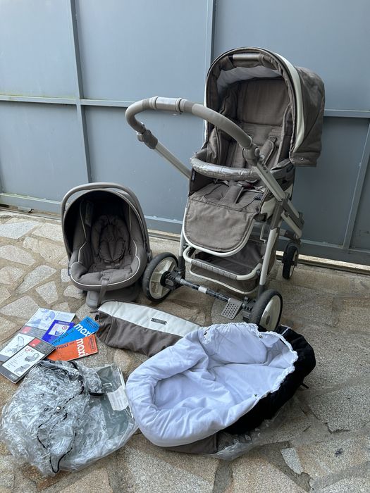 Carrinho de bebe trio bebecar com isofix para carro + acessórios