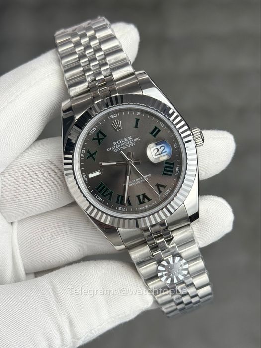 Годинник Rolex Datejust Wimbledon 41 Grey Dial Green Roman Ролекс