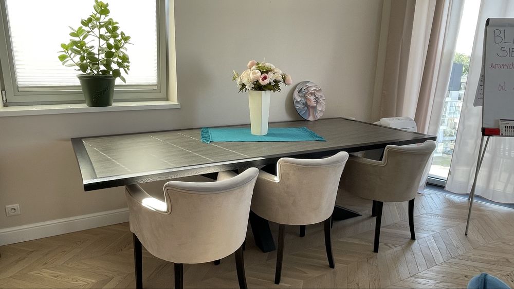 Duży stół 260 × 110 cm – nowoczesny, designerska czarna podstawa