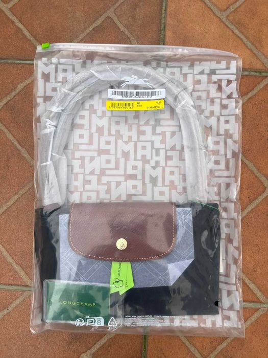 Longchamp Le Pliage, Preta e Castanha, Tamanho L