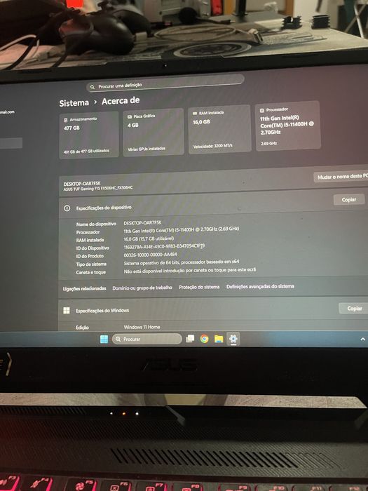 Portatil Asus TUF gaming f15( tambem troco por mac book)