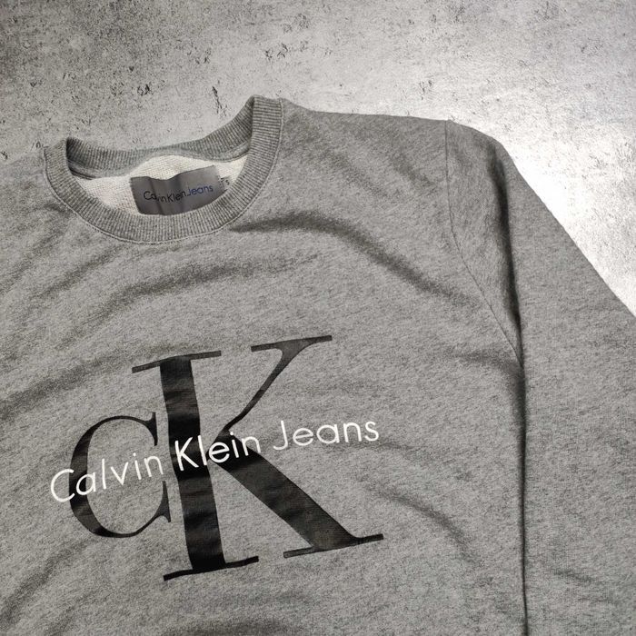 MĘSKA Bluza PREMIUM Bawełna Duże Logo CK Calvin Klein Jeans Szara