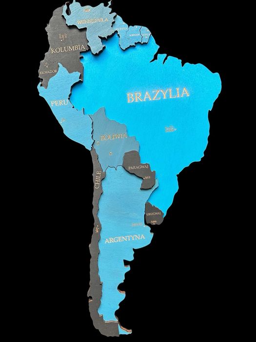 Mapa Świata 3D 150x90cm czarny, niebieski, prezent