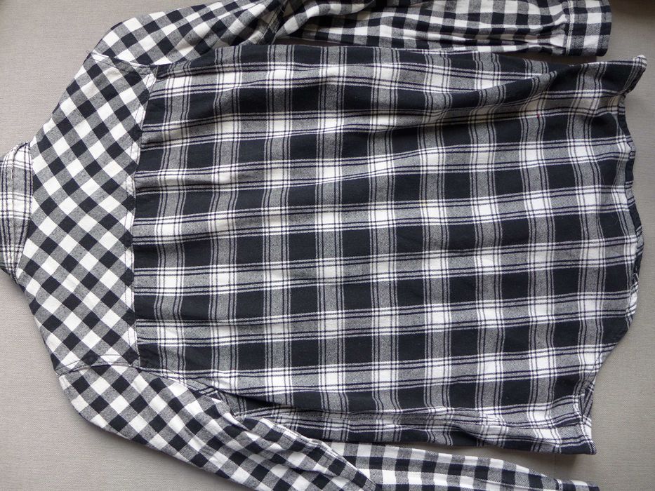 Flanelowa koszula biało-czarna boxy boyfriend skate [bawełna] 36 S