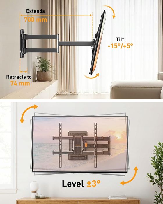 Uchwyt ścienny na telewizor TV regulowany Perlegear 60KG 32-65 cali