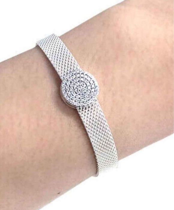 Pandora - Clip Botão Pavé prata