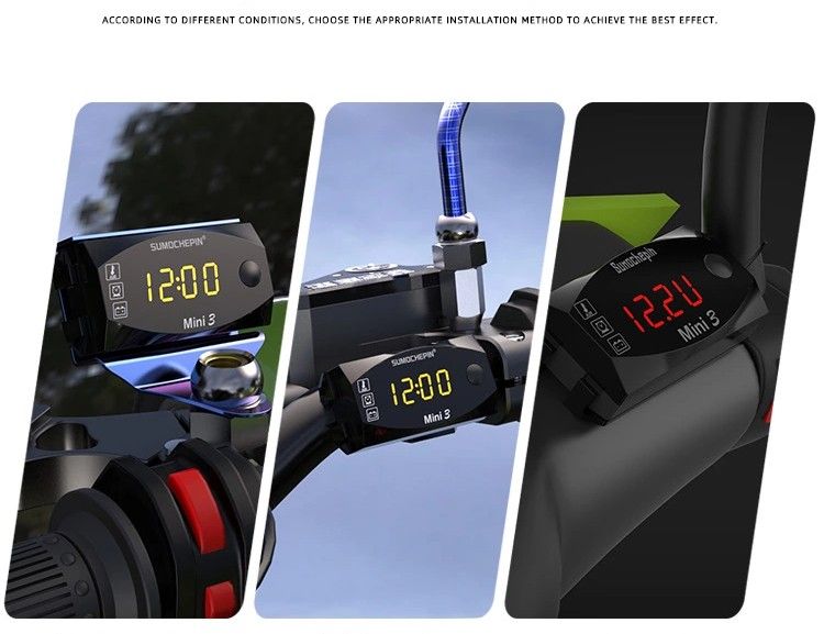 Вольтметр+Термометр+Годинник 12v для мотоцикла скутера авто 3в1 мото