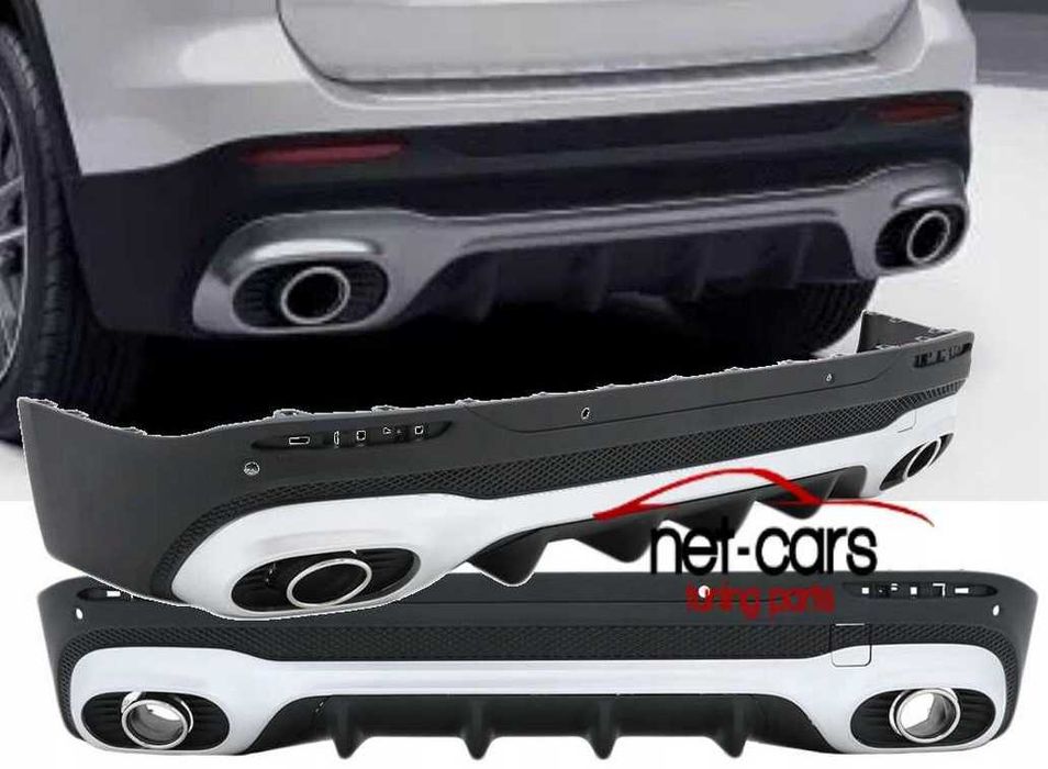 Dyfuzor + końcówki wydechu chrom  MERCEDES GLB X247 wzór GLB35 AMG