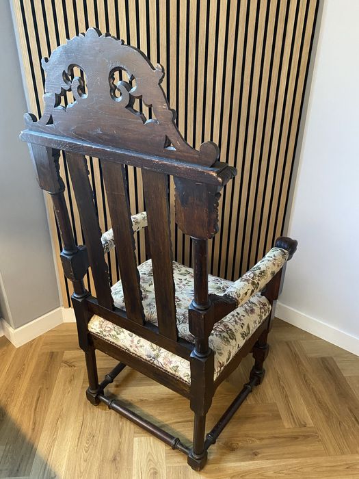 Duzy fotel / tron - barok - bogato rzeźbiony - Piękny stan - unikat