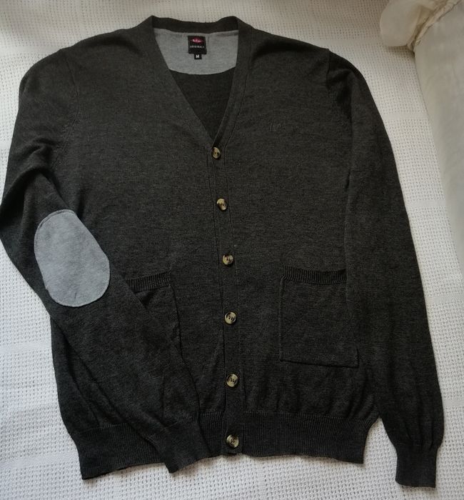 Lee Cooper 100 %  Bawełna haft logo szary  super sweter męski kardigan M L