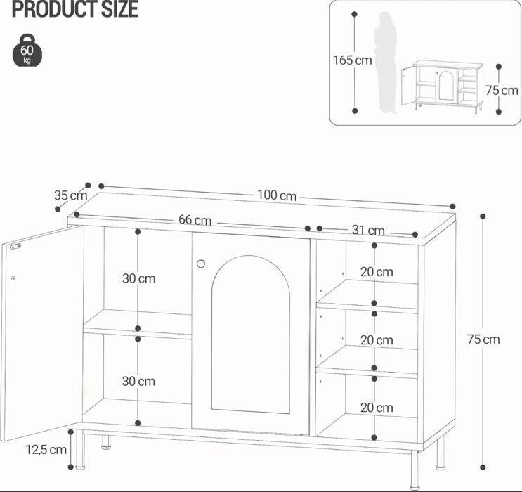 Szafka stojąca komoda kredens 100cm Pojemna GLAMOUR Czarna złote nóżki