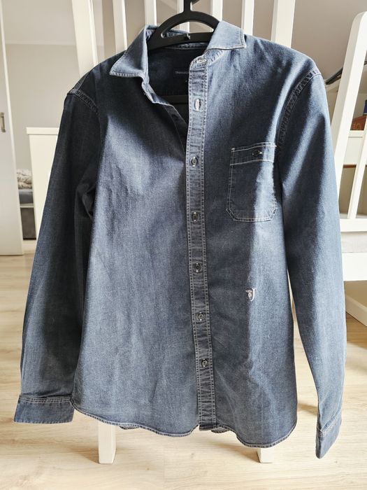 Modna, bawełniana koszula jeansowa Trussardi, o 500 zł TANIEJ!