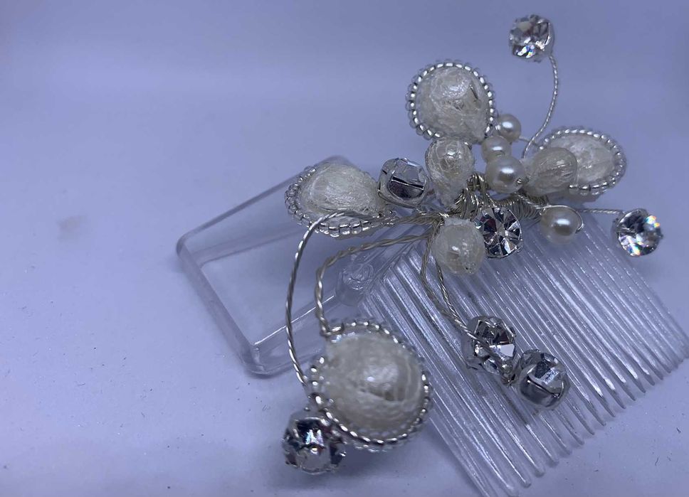 nowa ślubna ozdoba vintage grzebyk stroik perły panna młoda elegancja