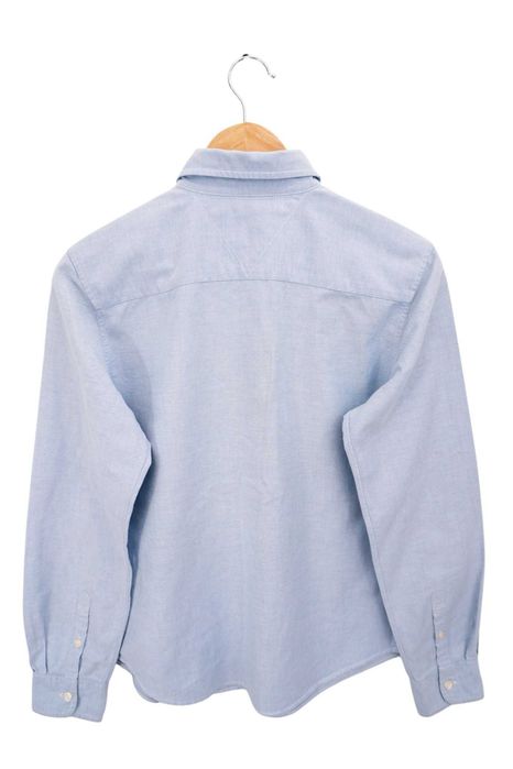 C31 bawełniana koszula damska Tommy Hilfiger błękit taliowana logo M 38 L 40