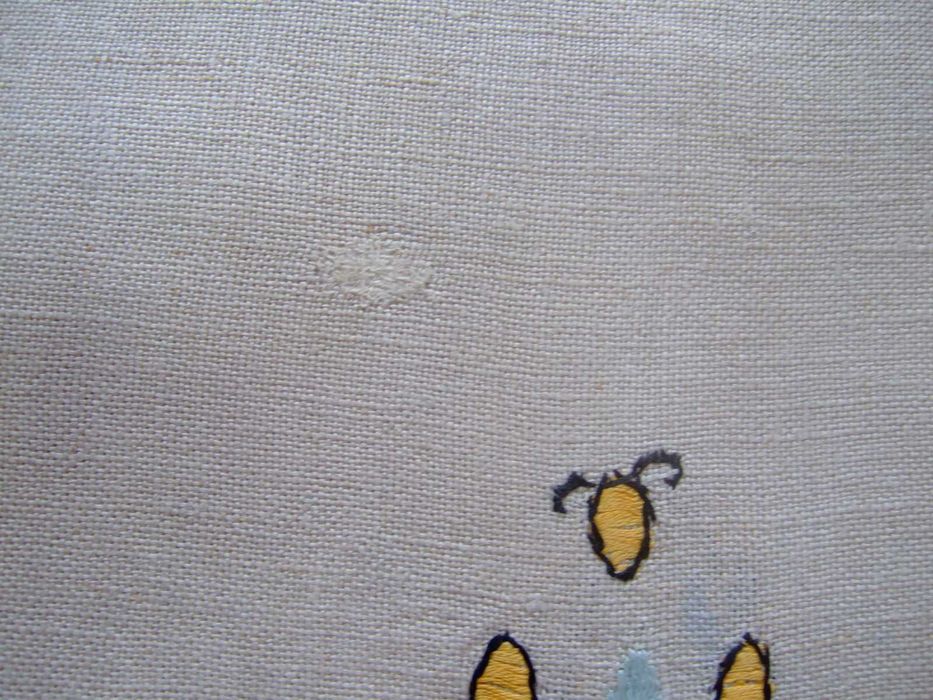 Serweta lniana 89x130cm len haft ręczny przedwojenna używana