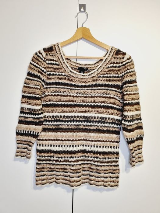 Sweter pleciony w paski 36 H&M bluzka moda zima fashion must have