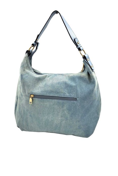 Torebka worek pleciona jeans niebieski Vivian