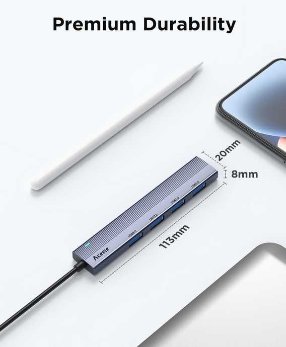 Aceele 4-portowy złącza zasilające C Hub 3, z kabel przedłużający 1,2