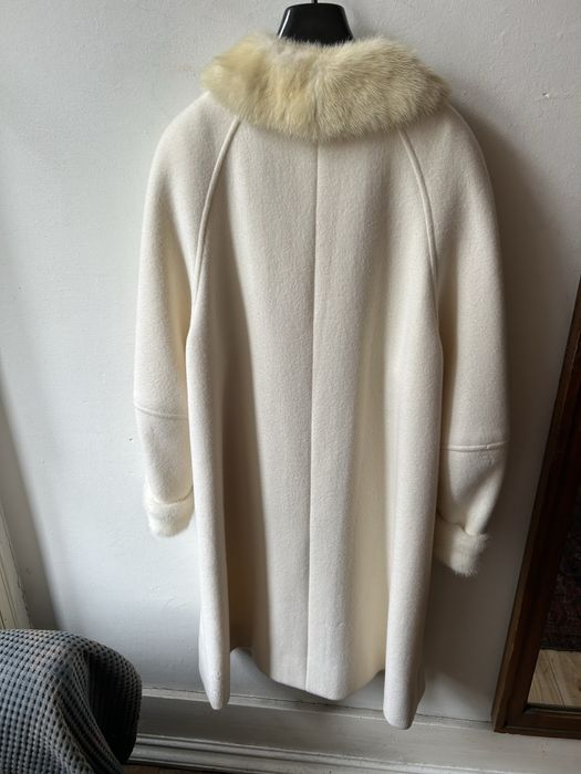 Casaco em Burel bege gola e punhos Vison