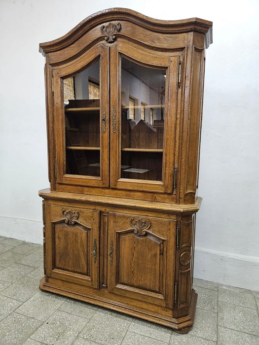 Stylowy dębowy kredens biblioteczka witryna Francja /