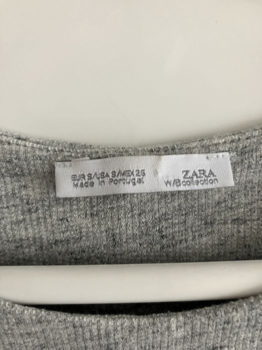 Szaro biały sweter sukienka tunika, krótki rękaw, Zara, rozmiar S/36