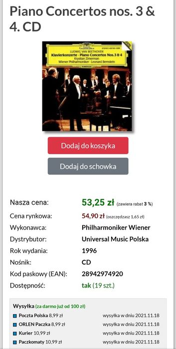 Bethoven 2 koncerty fortepianowe nr 3 i 4