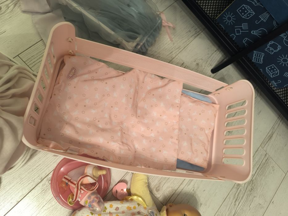 Zestaw Baby Born Anabelle Chou Chou łóżeczko nocnik ubranka butelka
