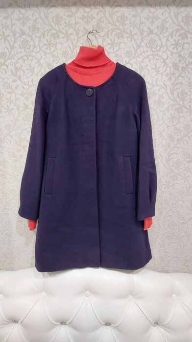 Полупальто  шерстяное цвет слива фиолетовое размер s