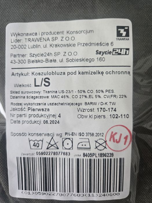 Koszulobluza pod kamizelkę ochronną MON combat L/S