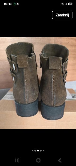 Botki skórzane venezia r.37 khaki